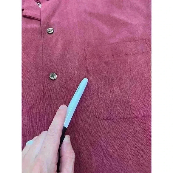 Tommy Bahama 100% Silk Treasure On the Rocks Red Button Up Shirt Men's XL - Picture 3 of 12